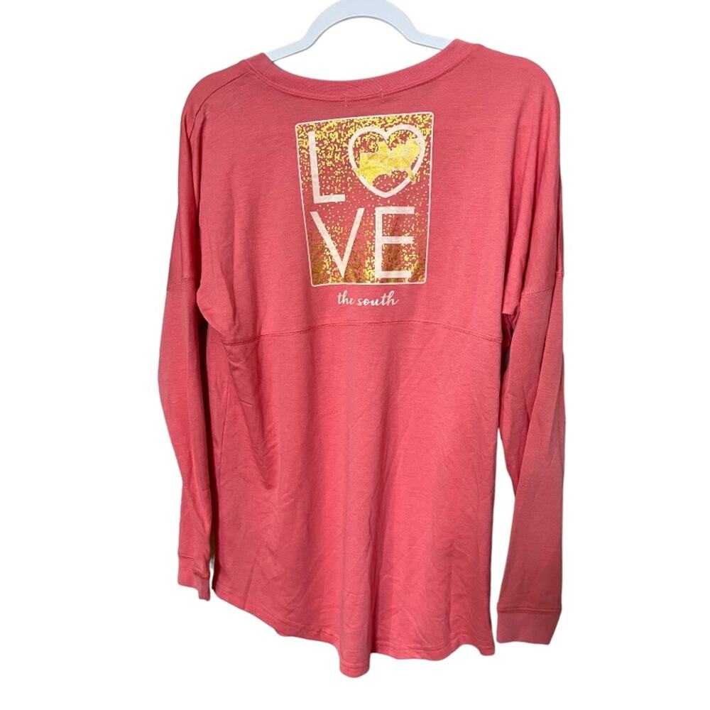 Red Camel coral pink long dolman sleeve top gold Love The South Medium NWT